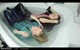 wet girl get wet wet hair leather jacket jeans blouse shirt tights high heels bath