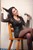 wet girl get wet wet hair swim fully clothed leather dress bodysuit stockings pool