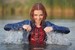 wet girl get wet wet hair swim fully clothed jacket right jeans sneakers