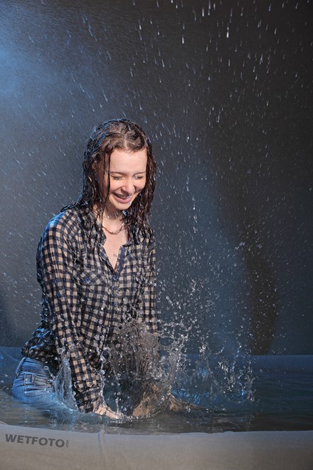 wet girl get wet wet hair shirt skinny jeans soaking wet clothes water