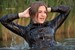 wet girl get wet swim fully clothed wet hair jacket tight jeans boots lake
