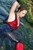 wet girl get wet wet hair fully clothed stockings patent leather boots t-shirt denim skirt sea