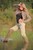 wet girl wet hair get wet denim jacket stockings high heels water lake