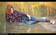 wet girl wet hair get wet swim fully clothed shirt jeans sneakers lake