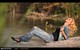 wet girl wet hair get wet denim jacket tight jeans swimsuit swim fully clothed fully soaked lake
