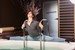 wet girl wet hair get wet coat shirt skinny jeans socks high heels fully soaked spa
