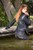 wet girl get wet fully clothed clothes leather jacket leggings tights t-shirt boots high heels lake