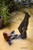 wet girl get wet fully clothed clothes leather jacket leggings tights t-shirt boots high heels lake