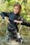 wet girl get wet fully clothed clothes leather jacket leggings tights t-shirt boots high heels lake