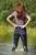 wet girl wet hair get wet checkered shirt t-shirt tight jeans boots high heels lake