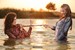 wet girl wet hair get wet tight jeans high heels fully soaked swim fully clothed lake