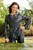 wet woman wet hair get wet leather jacket blouse leggings high heels shoes lake