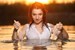 wet girl wet hair get wet cardigan blouse sneakers fully soaked swim fully clothed lake