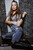wetfoto girl takes a bath high waisted jeans bodysuit tights boots