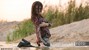 wet girl fully clothed wet hair get wet soaking wet blouse leggings tights high heels lake