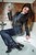 wet girl fully clothed get wet soaking wet denim shirt leather jacket jeans boots jacuzzi