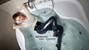 wet girl wet hair get wet fully clothed sweater shirt tights tight jeans high heels jacuzzi shower