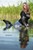 wet girl wet hair get wet swimming fully clothed tights leather jacket skinny jeans lake