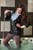 wet girl brunette wet hair get wet swimming fully clothed business suit shirt stockings heels jacuzzi bath