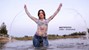 wet girl woman wet hair get wet soaked swimming jeans t-shirt boots high heels lake
