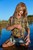 woman fully clothed wet hair shirt denim shorts stockings shoes high heels lake