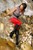 wet girl get wet wet hair fully clothed dress stockings boots high heels sea