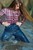 wetlook long haired girl swims posing water wet clothes on high waisted jeans shirt pantyhose wetfoto
