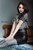 wet girl get wet water wearing leather skirt stockings blouse wet hair soaked