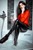 wetlook girl get wet fully clothed bathroom takes shower shiny faux leather pants