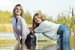 wet girl fully clothed blouse jacket jeans tights water lake
