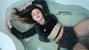 wet girl wet hair jeans jacket top high waisted shorts fishnet tights bath