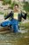 wetfoto wetlook girl get wet clothed high waisted blue jeans yellow t shirt