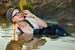 wetfoto wetlook blonde girl get wet fully clothed water jeans jumpsuit