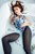 wetfoto wetlook brunette girl white floral bodysuit tights take milk bath