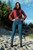 wet girl get wet jeans t-shirt tights shirt sneakers fully soaked water bath swim