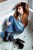 wetfoto wetlook young lady get wet in bath fully clothed