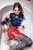 wetfoto wetlook girl red leather skirt gets completely wet