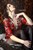 wetfoto wetlook studio shooting girl floral dress black pantyhose