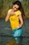 wetfoto wetlook girl skinny jeans t shirt gets soaking wet lake
