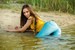 wetfoto wetlook girl skinny jeans t shirt gets soaking wet lake