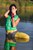 wetfoto wetlook sexy brunette bright clothes gets soaking wet lake