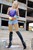 wet girl get wet fully clothed top denim shorts stockings boots leather