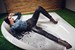 wetfoto wetlook girl tight jeans overall gets completely wet bath