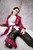 girl wet red leather coat rubber boots in a milk bath wetfoto