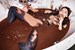 wetfoto cocoa wet dirty chocolate messy girl jeans white shirt socks