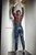 woman jeans wetlook jacket swimming pool wetfoto