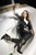 wetfoto sexy girl takes bath wet business suit pants shoes
