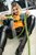 blonde girl makes lether pants hoodie completely wet wetfoto