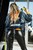 blonde girl makes lether pants hoodie completely wet wetfoto