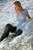 wet girl get wet wet hair fully clothed t-shirt jeans sea